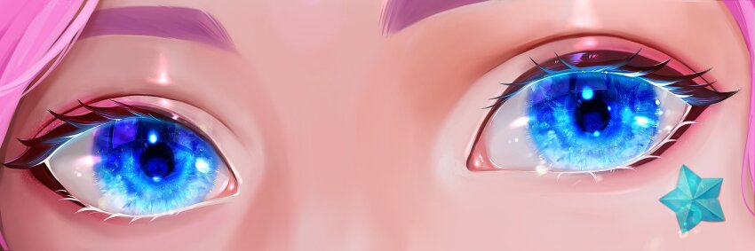 1girl, blue_eyes, boraiolet, close-up, eye_banner_(trend), eye_focus, eyelashes, eyeliner