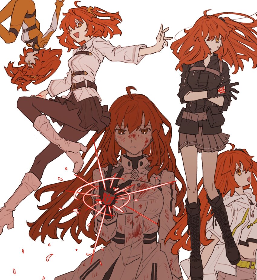 1girl, ahoge, alternate_hair_length, alternate_hairstyle, arm_at_side, belt, black_footwear, black_jacket