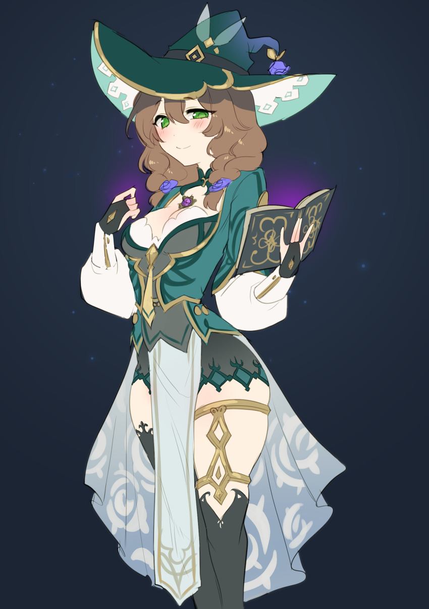 1girl, absurdres, adapted_costume, akademiya_uniform, asymmetrical_legwear, black_gloves, black_thighhighs, book