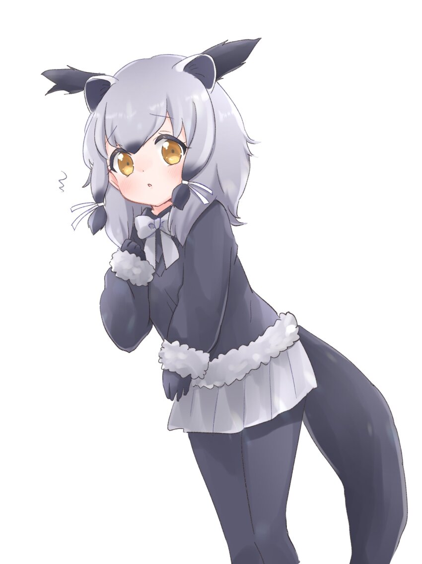 1girl, absurdres, animal_ears, binturong_(kemono_friends), binturong_girl, black_sweater, bow, bowtie