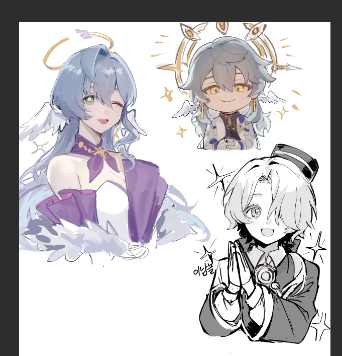 1girl, 2boys, blue_hair, bow, brother_and_sister, closed_mouth, dress, green_eyes