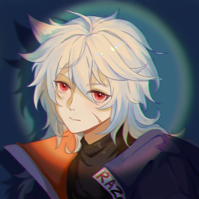 1boy, ahoge, alternate_costume, bishounen, black_shirt, chromatic_aberration, closed_mouth, deardraco