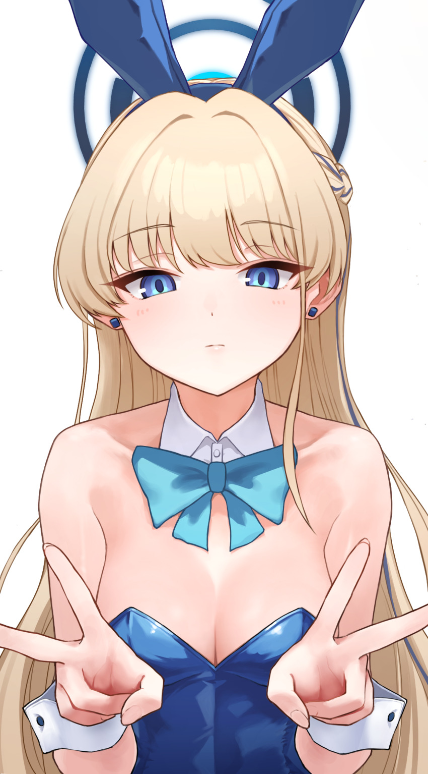 1girl, alternate_costume, animal_ears, arikacoco, bare_shoulders, blonde_hair, blue_archive, blue_eyes