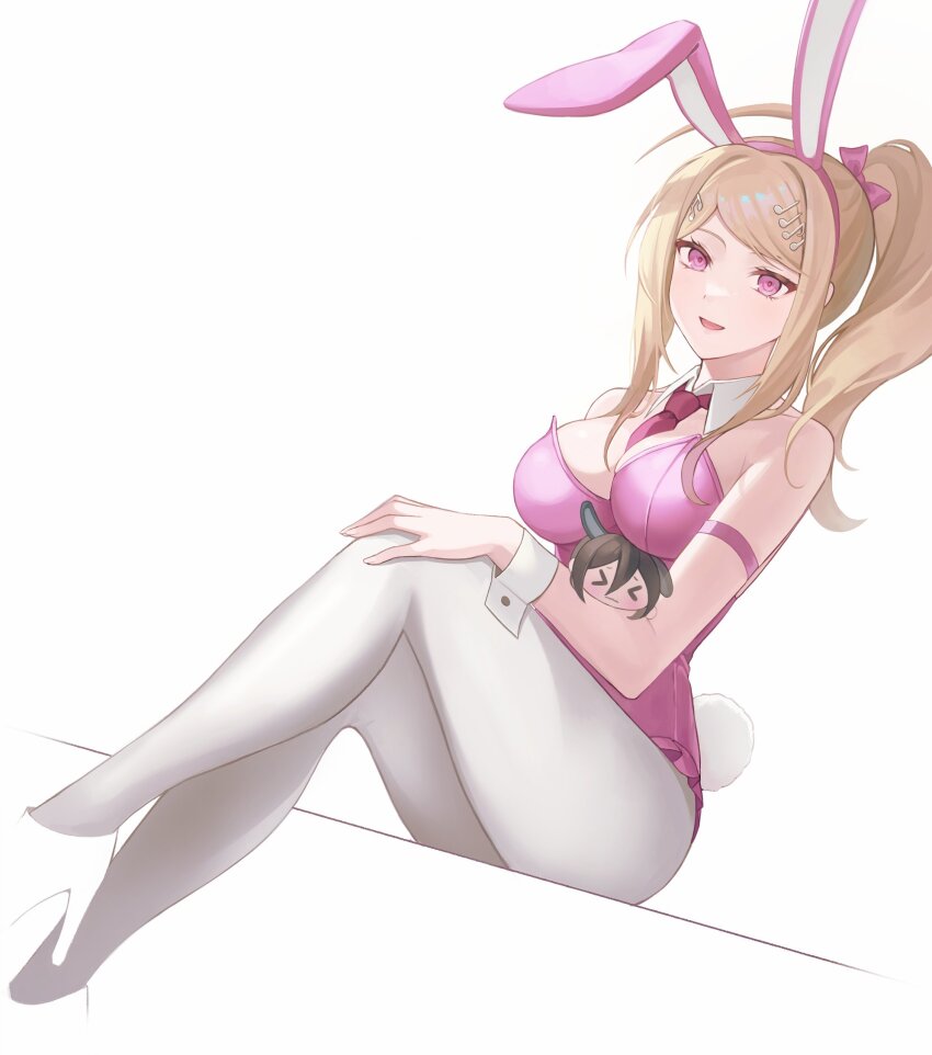1girl, :d, akamatsu_kaede, animal_ears, blonde_hair, character_doll, danganronpa_(series), danganronpa_v3:_killing_harmony