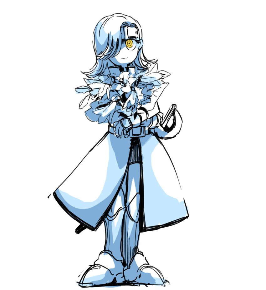 1girl, armor, belt, boku_to_maou, closed_mouth, flower, full_body, greaves