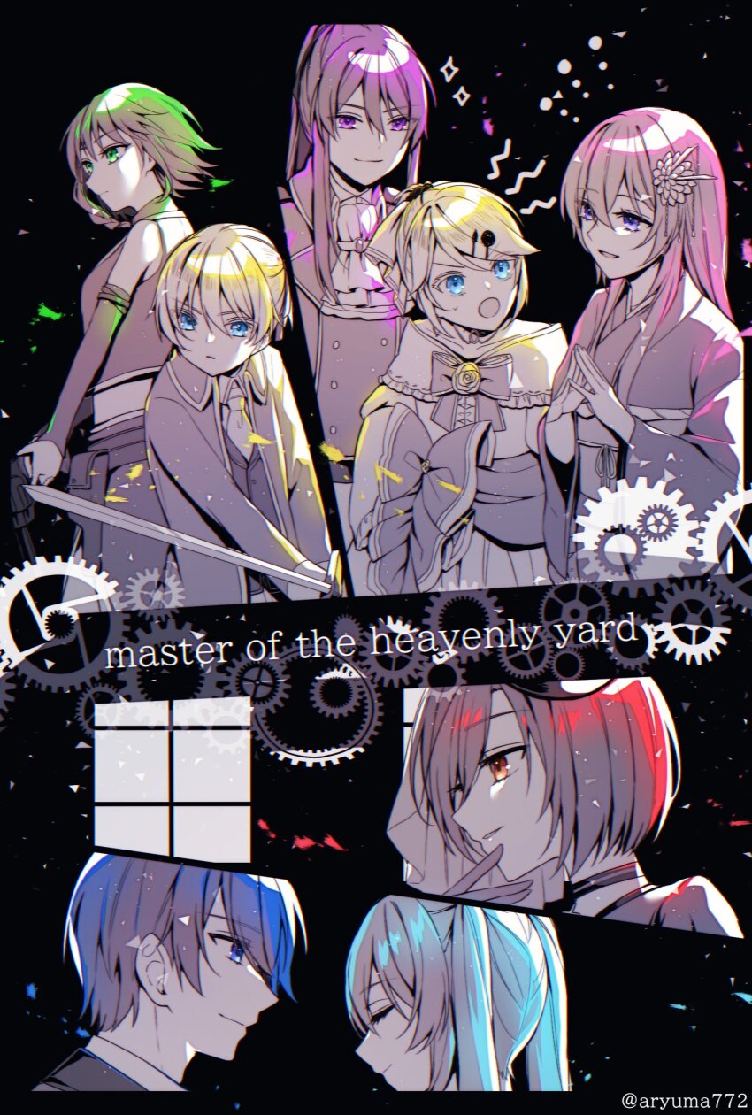 3boys, 5girls, allen_avadonia, anniversary, aqua_eyes, aqua_hair, aryuma772, banica_conchita