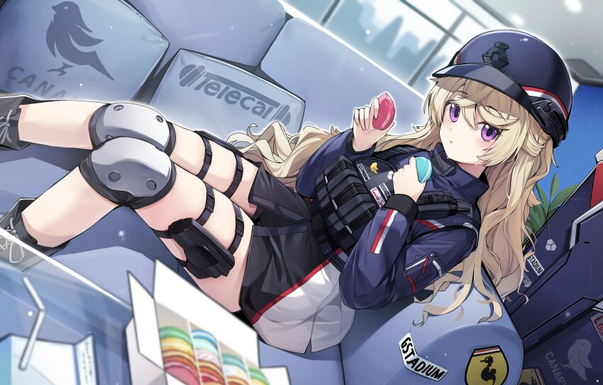 1girl, absurdres, ammunition_pouch, belt, bendy_straw, bike_shorts, black_boots, blonde_hair