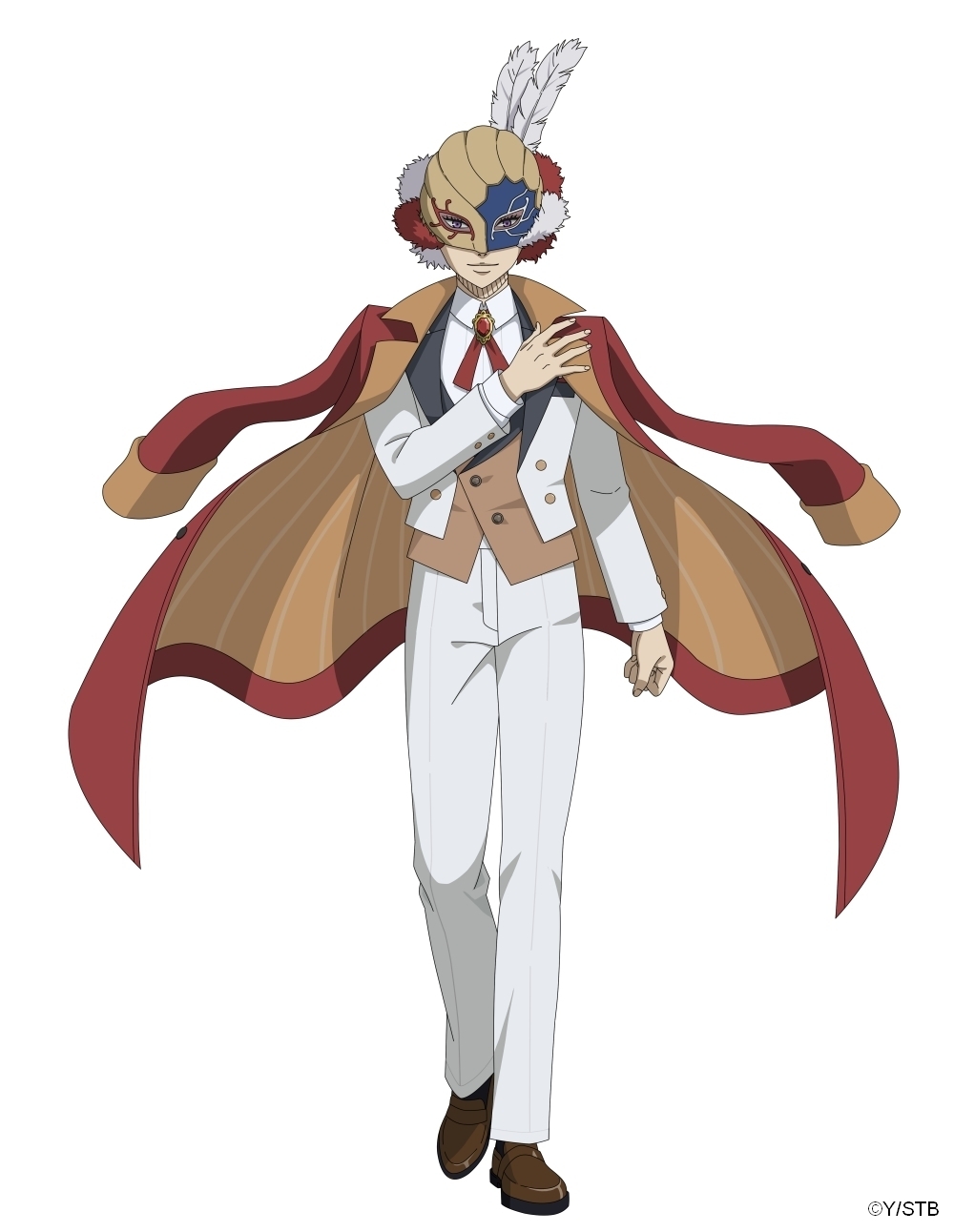 1boy, black_clover, black_clover_m:_rise_of_the_wizard_king, brown_coat, brown_shoes, coat, coat_on_shoulders, collared_shirt