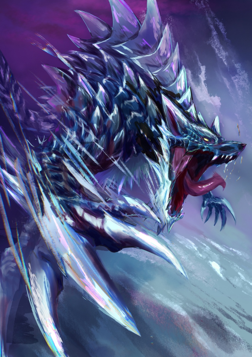 absurdres, blue_scales, claws, frost, fujikura, highres, ice, lunagaron