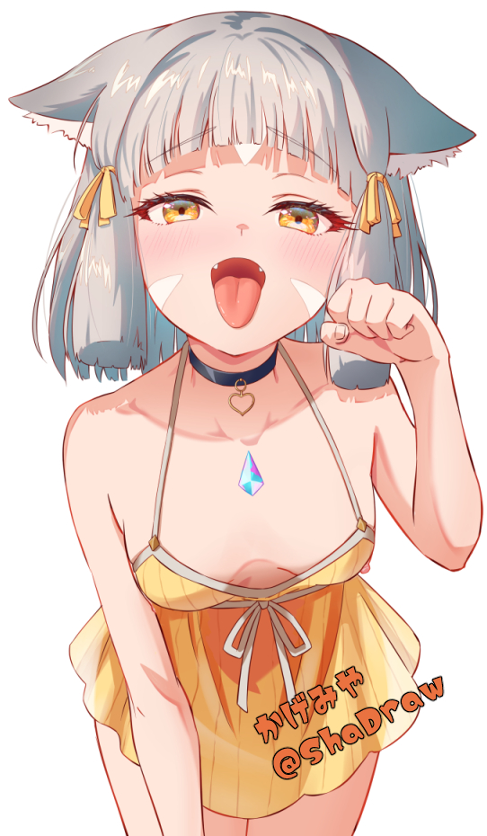 1girl, cat_girl, kageyasu, nia_(fancy_sundress)_(xenoblade), nia_(xenoblade), simple_background, solo, white_background, xenoblade_chronicles_(series), xenoblade_chronicles_2