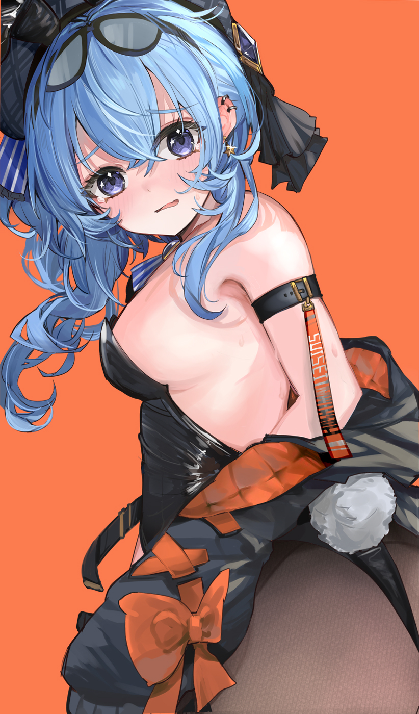 1girl, animal_ears, appleseed_(appleseed_art), black_jacket, black_leotard, black_pantyhose, blue_eyes, blue_hair
