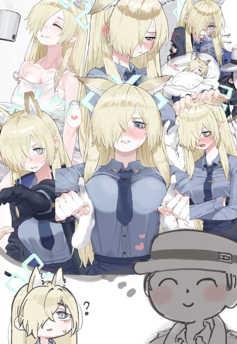 animal_ear_fluff, animal_ears, armpit_carry, blonde_hair, blood, blood_from_mouth, blood_on_clothes, blood_on_face