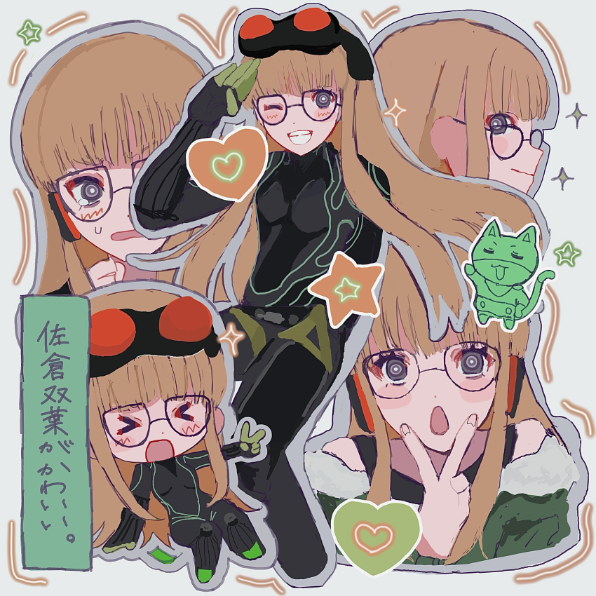 1girl, :d, :o, absurdres, behind-the-head_headphones, black-framed_eyewear, black_eyes, black_tank_top