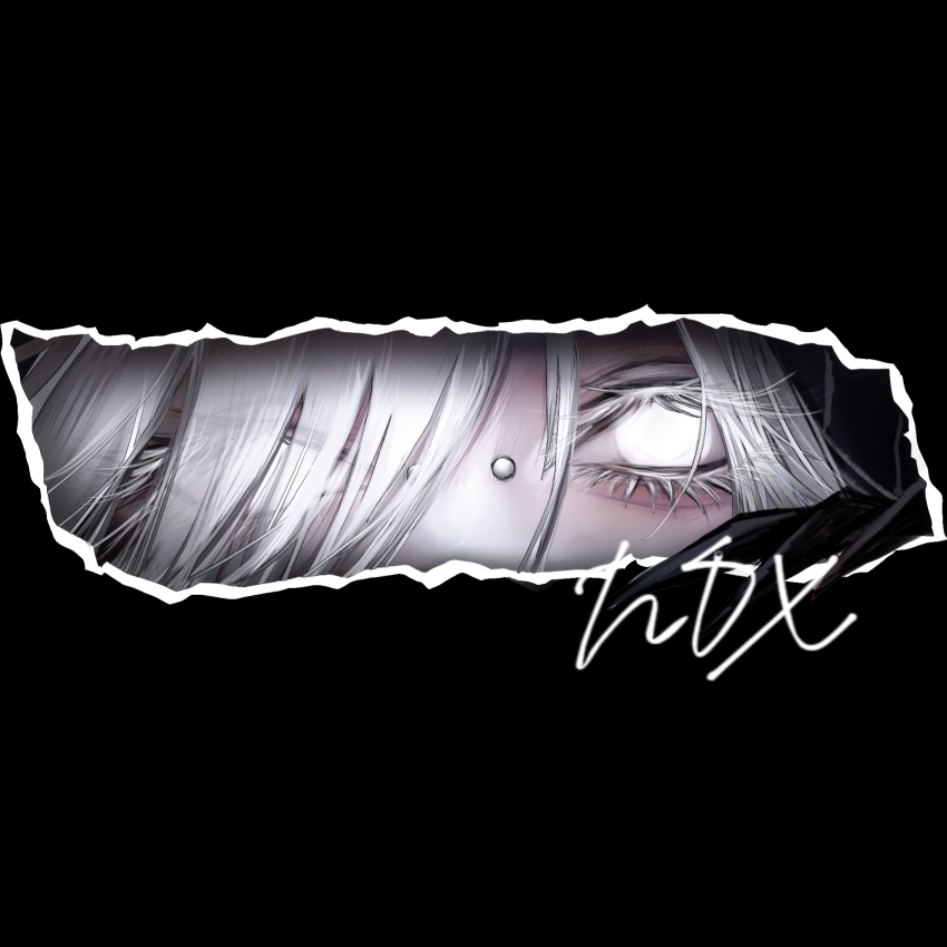 1girl, aegyo_sal, bridge_piercing, character_name, chinese_commentary, claws, colored_eyelashes, commentary