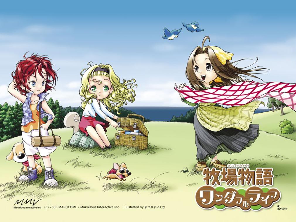 3girls, bandana, blonde_hair, blue_eyes, brown_hair, chihuahua, cropped_jacket, dog