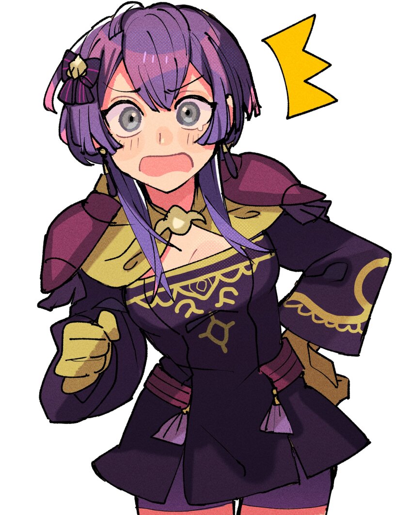 1girl, absurdres, armor, bernadetta_von_varley, bernadetta_von_varley_(timeskip), blush, commentary_request, dress