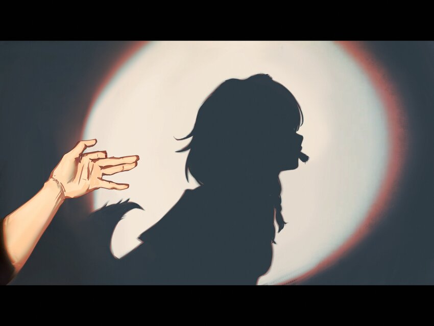 1girl, absurdres, animal_ears, braid, disembodied_hand, dog_ears, dog_girl, dog_shadow_puppet