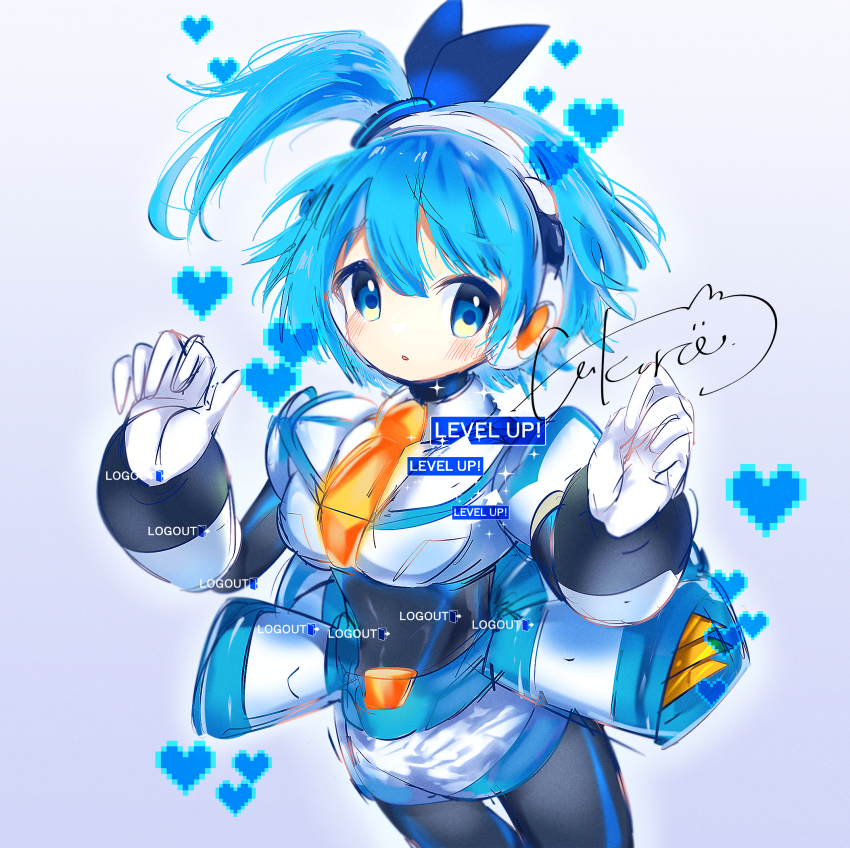 1girl, armor, baron-0628, black_bodysuit, blue_eyes, blue_hair, blush, bodysuit