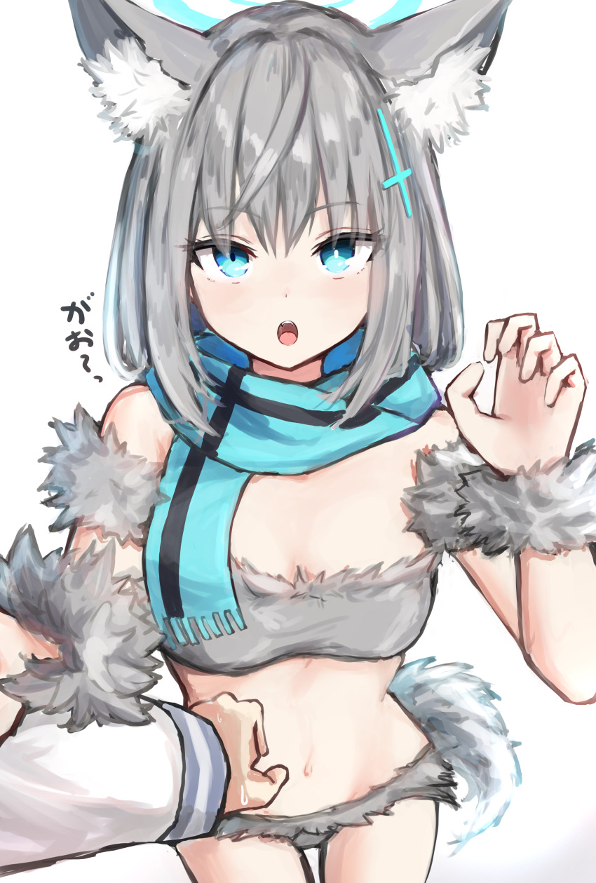 1girl, absurdres, alternate_costume, animal_ear_fluff, animal_ears, bare_shoulders, bikini, blue_archive