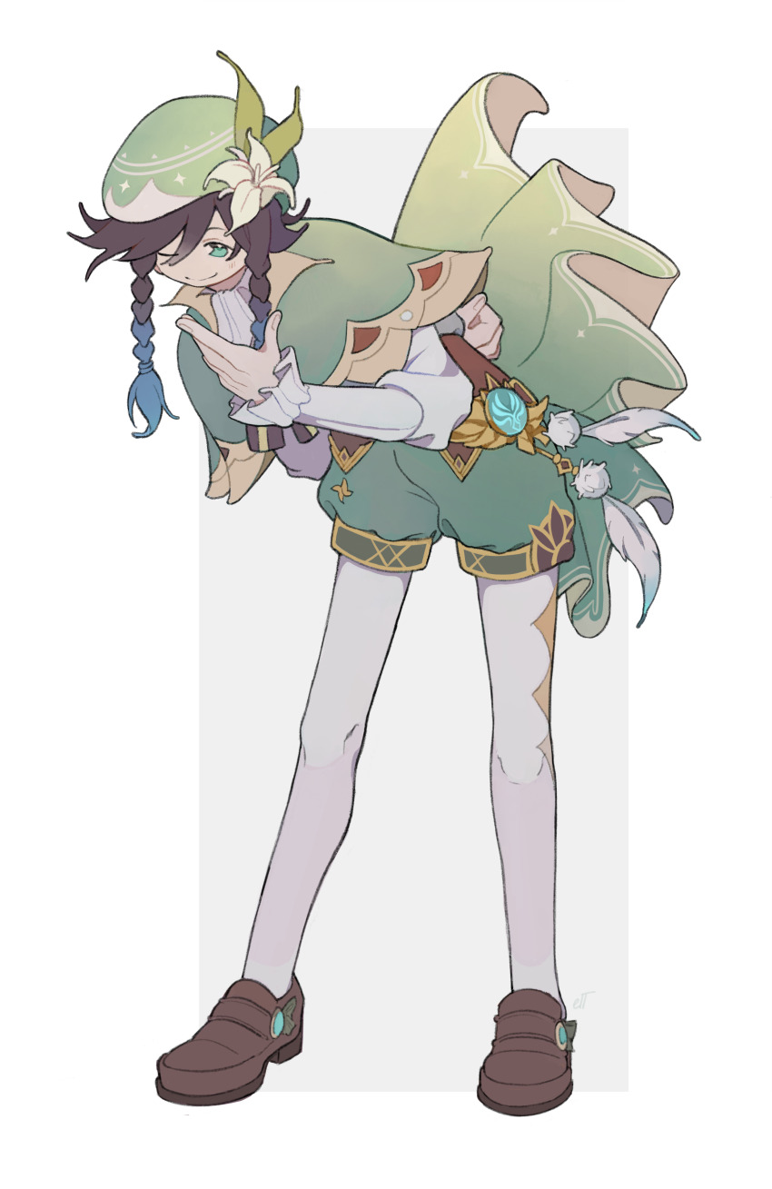 1boy, absurdres, androgynous, argyle_clothes, argyle_pantyhose, beret, black_hair, blue_hair