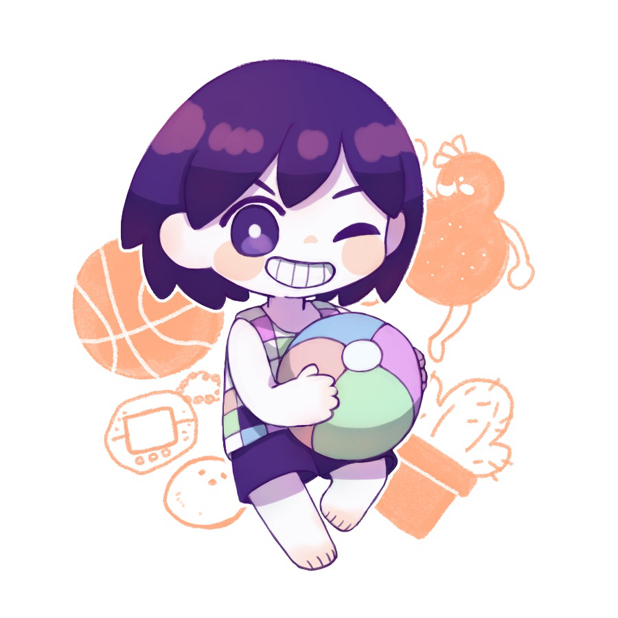 1boy, ball, banka_(200009813), bare_arms, barefoot, basketball_(object), beachball, blush