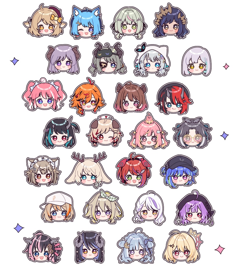 6+girls, absurdres, ahoge, akane_canna, akane_canna_(2nd_costume), amaui, and_uge, animal