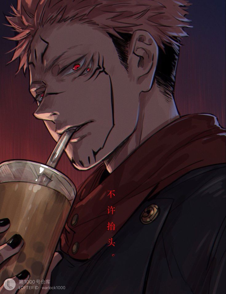 1boy, bara, black_tank_top, closed_mouth, extra_eyes, facial_mark, jujutsu_kaisen, large_pectorals