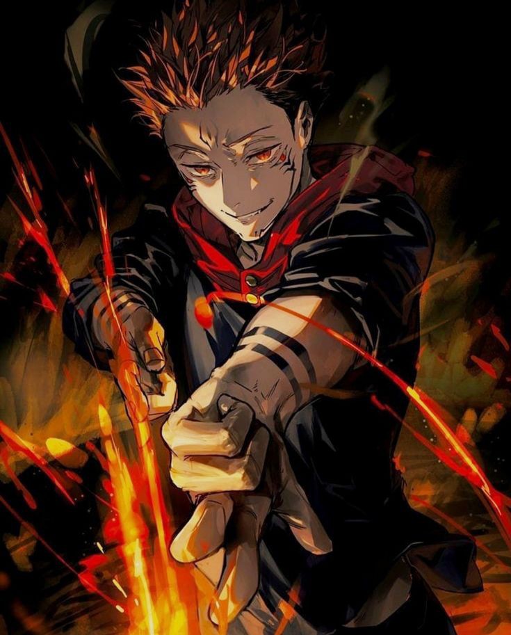 1boy, bara, black_tank_top, closed_mouth, extra_eyes, facial_mark, jujutsu_kaisen, large_pectorals