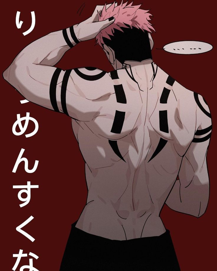 1boy, bara, black_tank_top, closed_mouth, extra_eyes, facial_mark, jujutsu_kaisen, large_pectorals