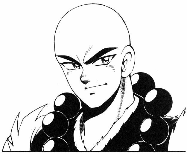 brawny, colored_skin, glasses, kishin_douji_zenki, kuroiwa_yoshihiro, miki_souma, monk, monochrome