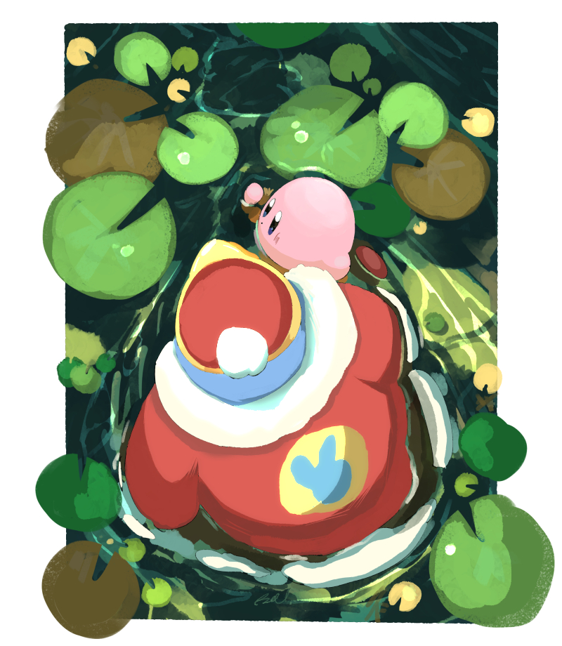 bel_(doting123), border, colored_skin, commentary_request, from_above, fur_trim, king_dedede, kirby
