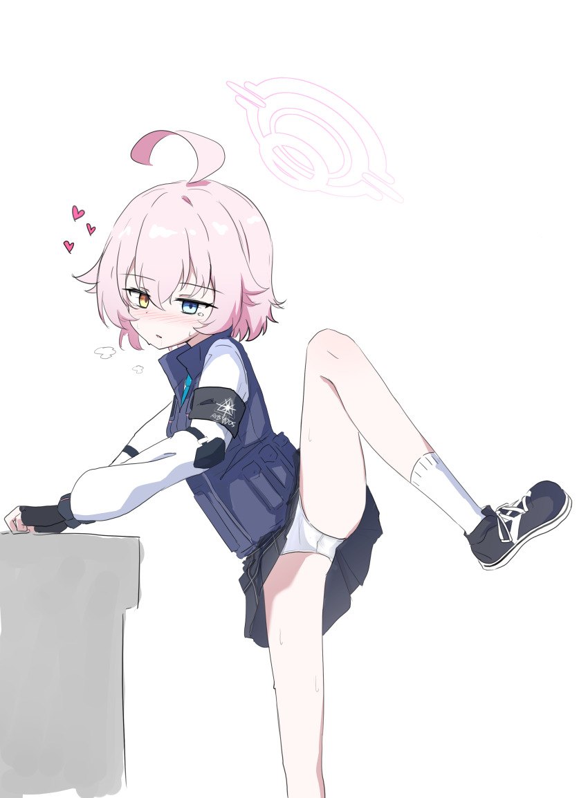 1girl, absurdres, ahoge, black_gloves, black_skirt, black_vest, blue_archive, blue_eyes