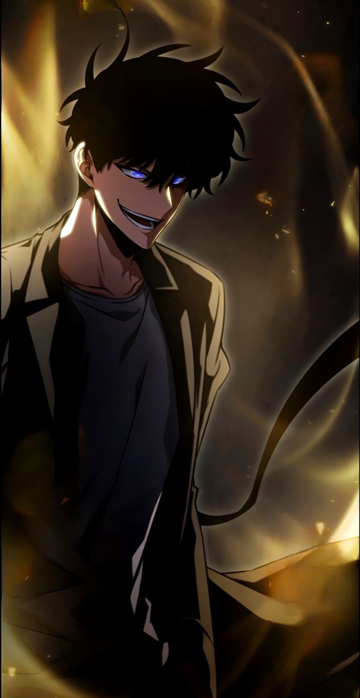 1boy, aura, black_hair, black_jacket, blue_eyes, highres, jacket, long_hair