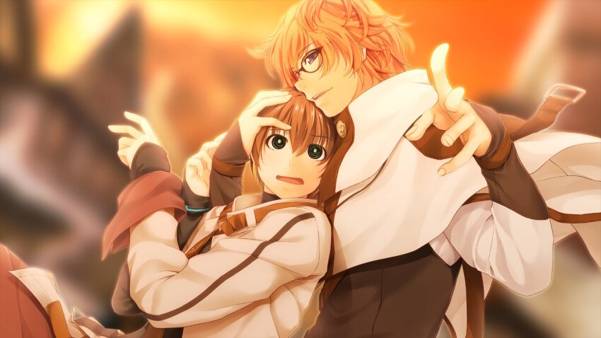 2boys, alto_travers, atelier-moo, belt, bespectacled, bishounen, blue_eyes, brown_hair