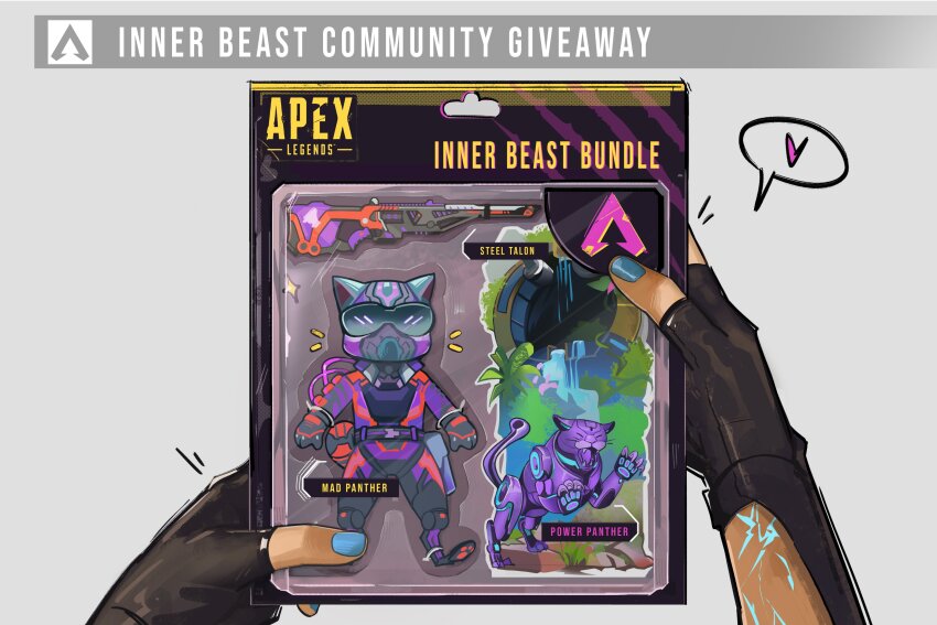 absurdres, apex_legends, black_gloves, blue_nails, cable, commentary, conduit_(apex_legends), electricity