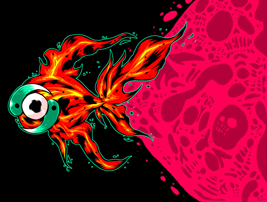 aura, bidul_(bidul72476120), black_background, chi-yu_(pokemon), chromatic_aberration, gen_9_pokemon, highres, legendary_pokemon