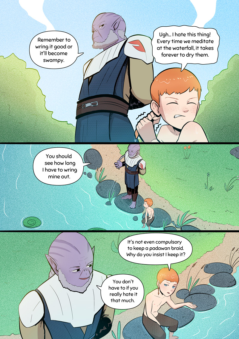 2boys, bald, blue_eyes, braid, cal_kestis, child, commentary, english_commentary