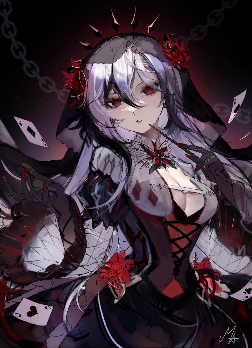 1girl, absurdres, ace_(playing_card), ace_of_clubs, ace_of_diamonds, ace_of_hearts, ace_of_spades, alternate_costume