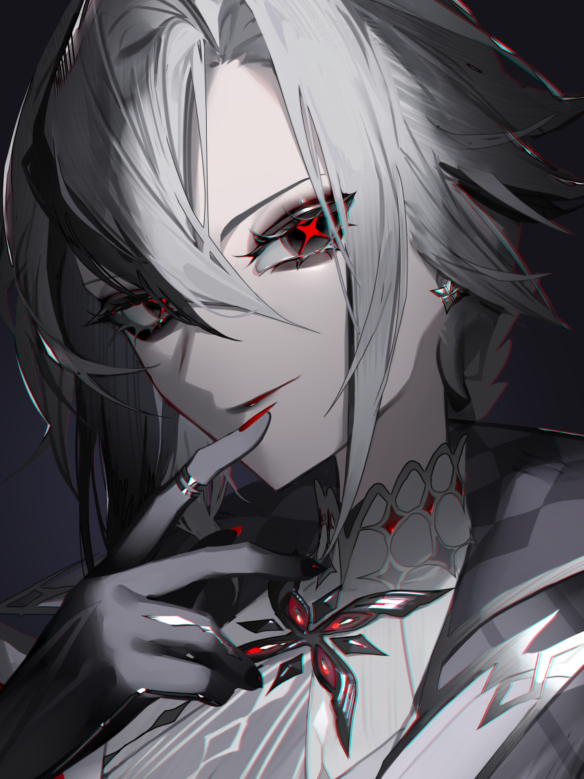 1girl, absurdres, arlecchino_(genshin_impact), black_eyes, black_hair, commentary_request, furittsu, genshin_impact