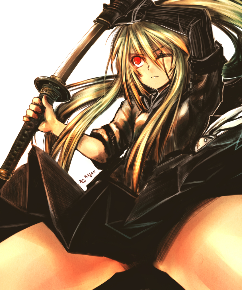 1girl, absurdres, blonde_hair, elbow_gloves, female_focus, gloves, hatamoto_(kotoba), highres