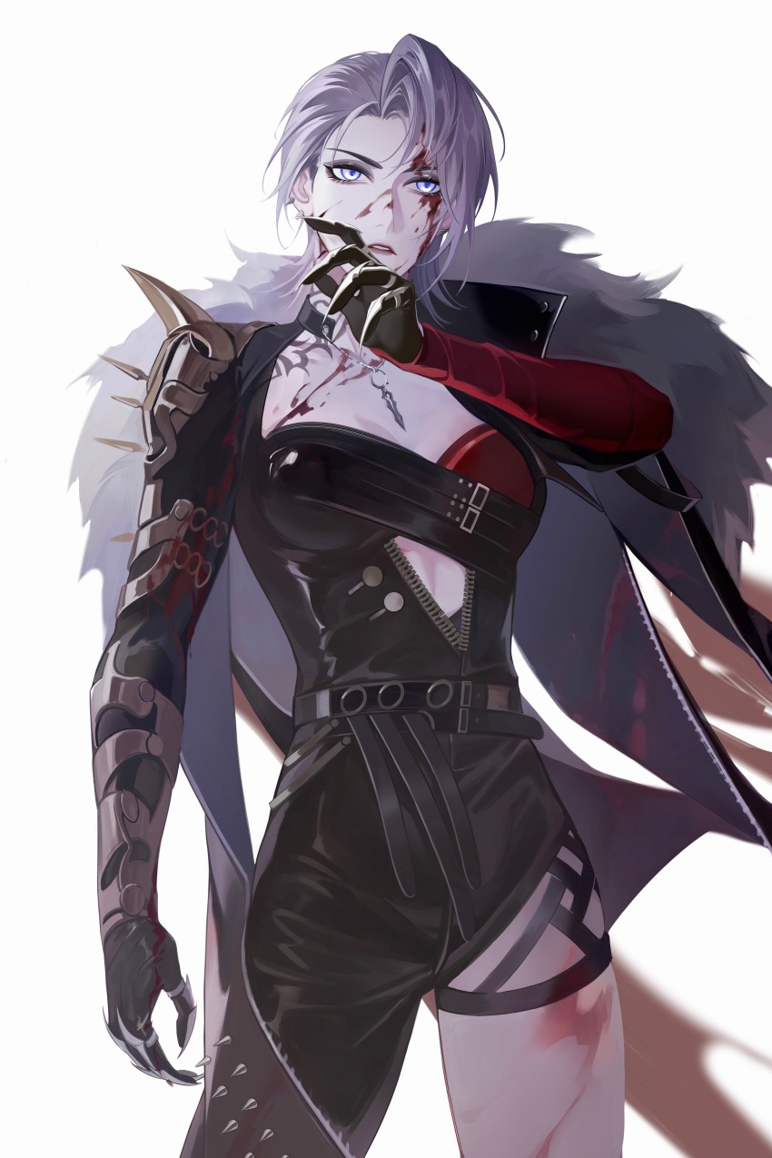 1girl, absurdres, arm_wrap, armor, belt, black_bodysuit, black_cape, black_gloves