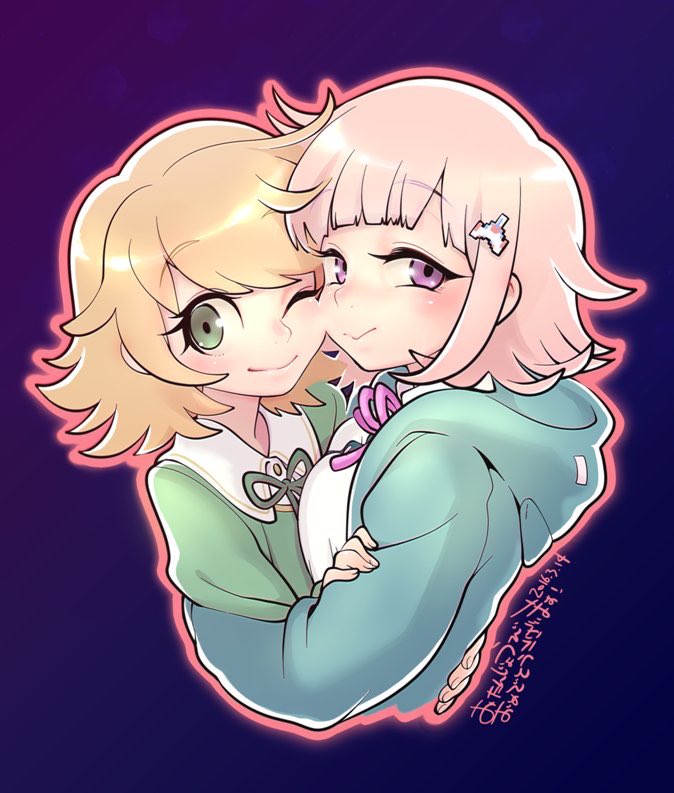 1boy, 1girl, blush, breasts, brown_hair, cheek-to-cheek, closed_mouth, cropped_torso