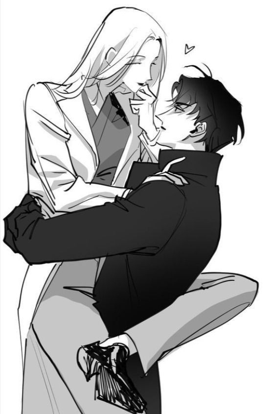 1boy, 1girl, black_hair, black_pants, closed_mouth, coat, lee_seolhwa, long_hair, omniscient_reader's_viewpoint, pants, shirt, very_long_hair, white_coat, white_hair, white_shirt, yoo_joonghyuk