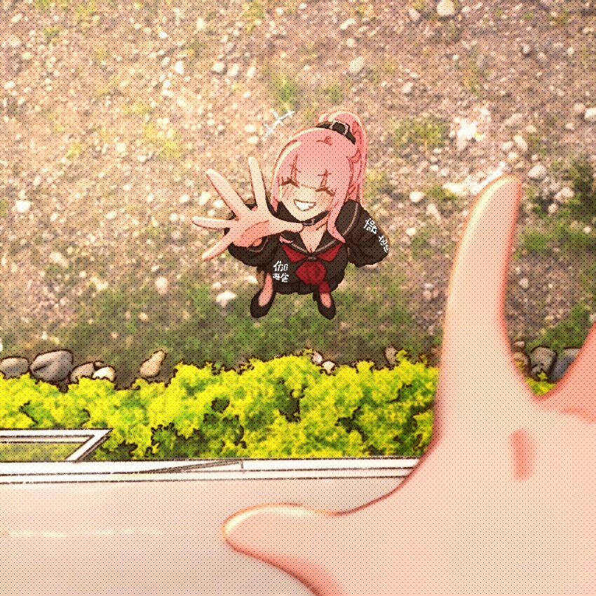 2girls, alternate_costume, black_serafuku, blush, breasts, commentary, delinquent, female_pov