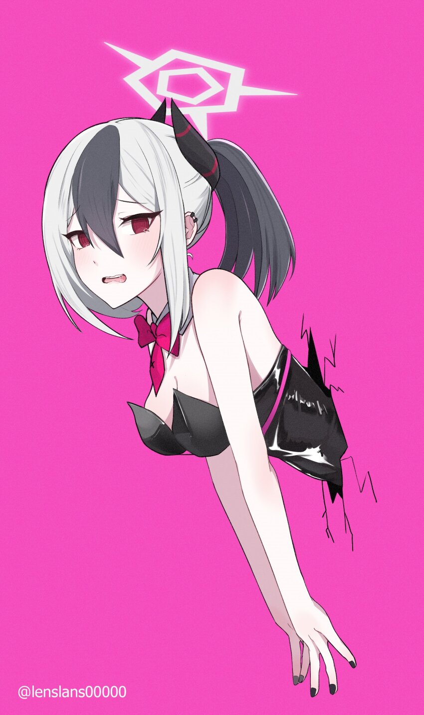 1girl, absurdres, artist_name, black_hair, blue_archive, blush, bow, bowtie