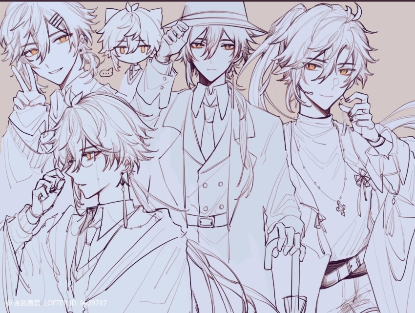 1boy, alternate_costume, alternate_hairstyle, animal_ears, cat_ears, contemporary, fei29787, genshin_impact