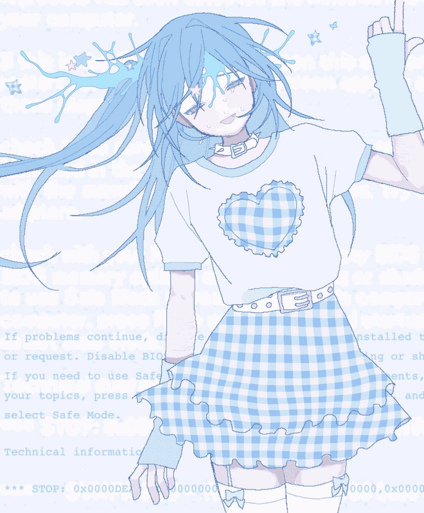 arm_at_side, arm_up, belt, belt_buckle, belt_skirt, blood, blood_on_face, blue_blood