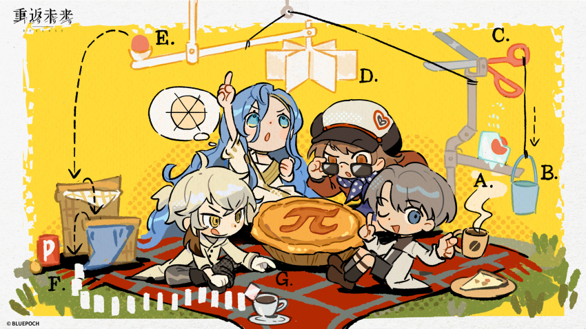 1boy, 1other, 2girls, 37_(reverse:1999), :o, :q, ;d, adjusting_eyewear