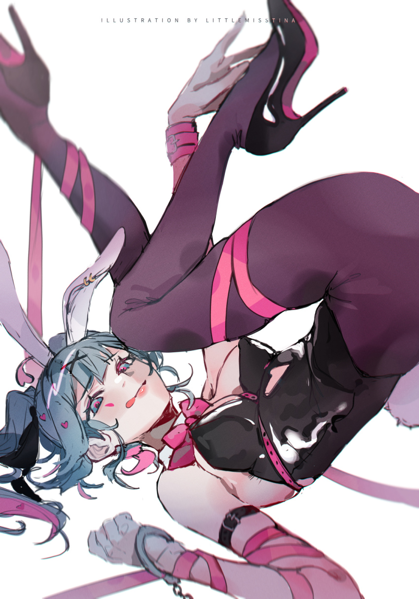 cuffs, handcuffs, hatsune_miku, highres, littlemisstina_(artist), playboy_bunny, rabbit_hole_(vocaloid), twintails