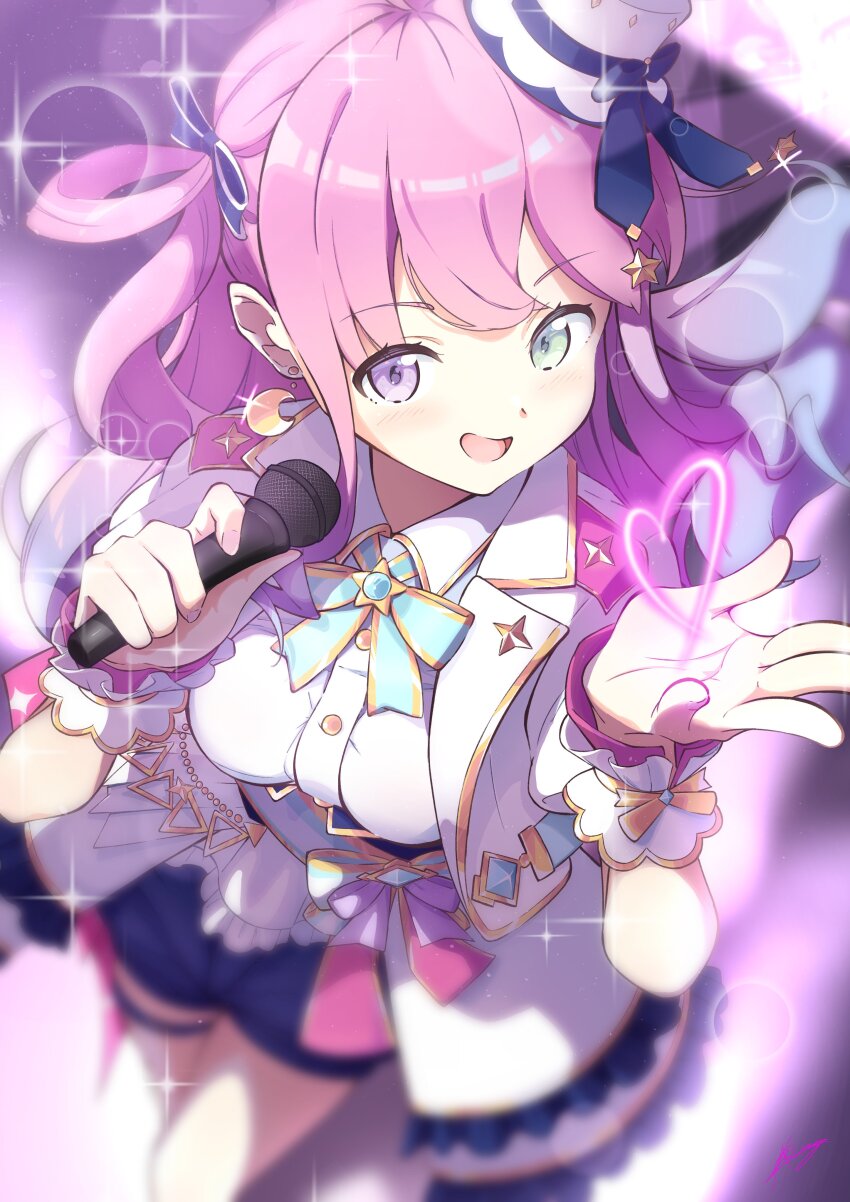 1girl, absurdres, akichazuke, aqua_gem, aqua_ribbon, blue_bow, blue_corset, blue_shorts